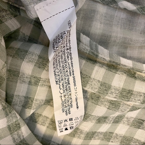 Zara Green Gingham Balloon Sleeve Top XS - Picture 5 of 6